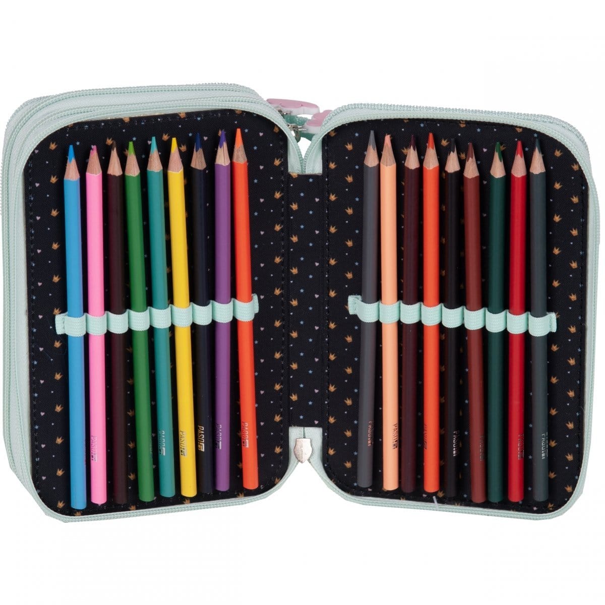 Kuprinė Pirmokui Mėtinė Panda Su Ratukais 36 cm Mokyklinis Rinkinys 3in1 Kuprinės