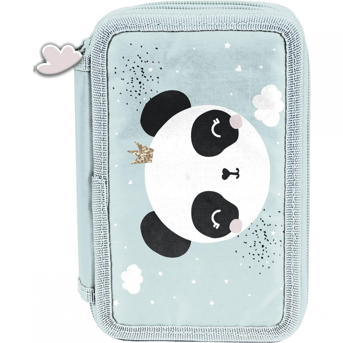 Kuprinė Pirmokui Mėtinė Panda Su Ratukais 36 cm Mokyklinis Rinkinys 3in1 Kuprinės