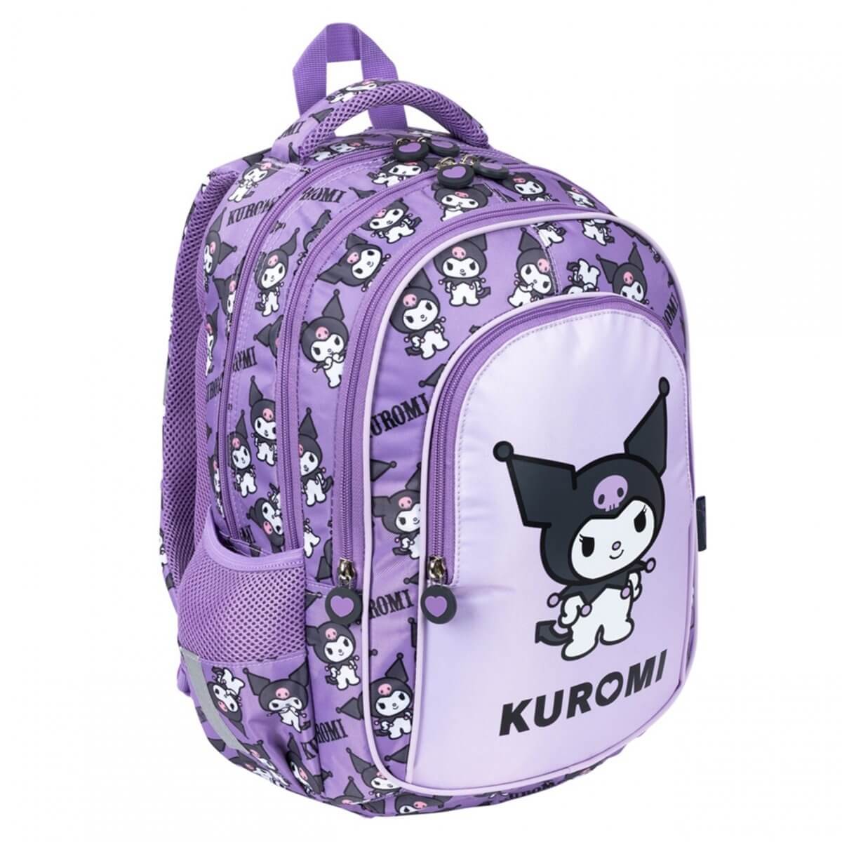 Kuprinė Su Kuromi Dizainu Ir Priedais Mokyklai, Violetinė 40x28x18 cm Kuprinė Rinkinys
