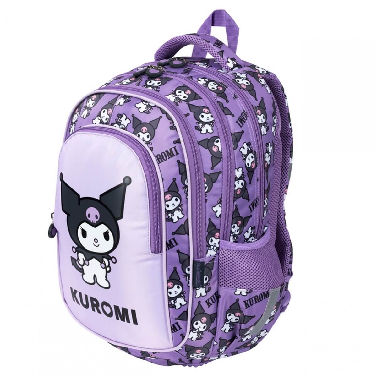 Kuprinė Su Kuromi Dizainu Ir Priedais Mokyklai, Violetinė 40x28x18 cm Kuprinė Rinkinys