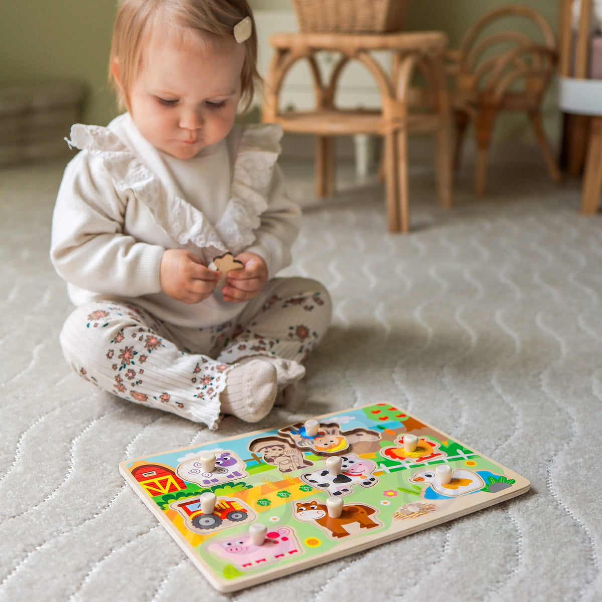 Woopie Green Montessori Ūkio Dėlionė su Rankenėlėmis – 5 nuotrauka