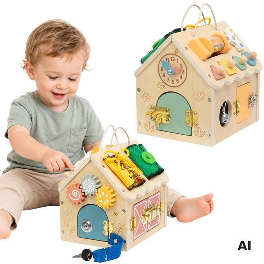 Tooky Toy medinis veiklos namelis su užraktais – nuotrauka 1