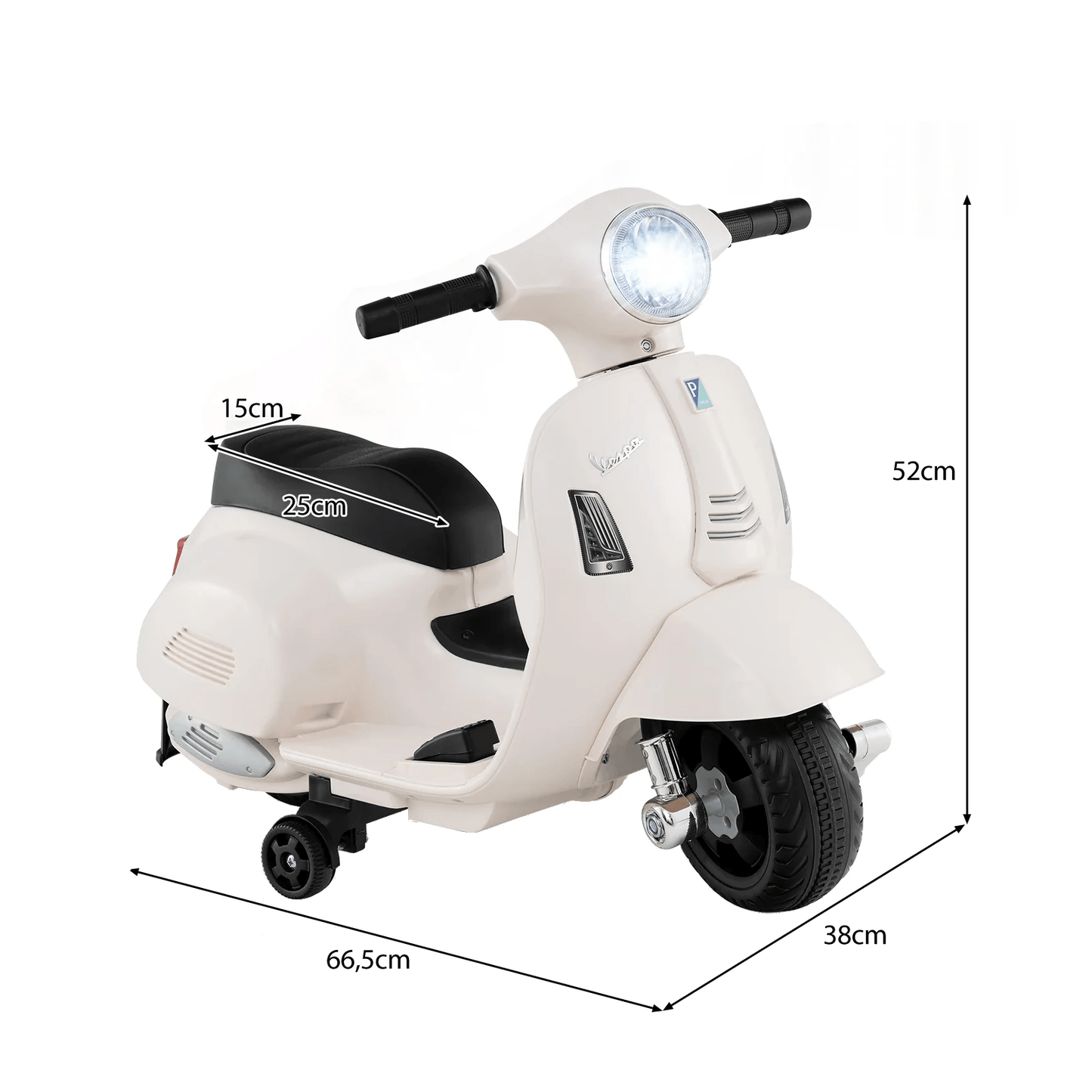 Licencijuotas Vespa Vaikiškas Elektrinis Motociklas su LED ir Stabilizatoriais Motoroleriai