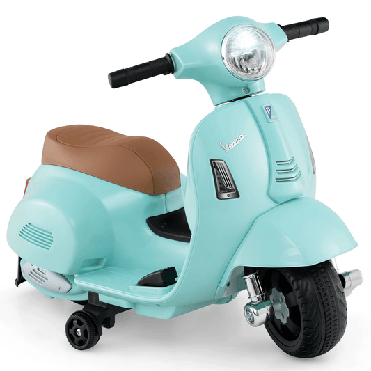 Licencijuotas Vespa Vaikiškas Elektrinis Motociklas su LED ir Stabilizatoriais Motoroleriai Mėlyna