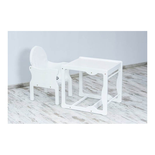 Maitinimo Kėdutė Ir Staliukas Viename Paminkštinta Kėdė Saugos Diržai Balta Maitinimo Kėdutės