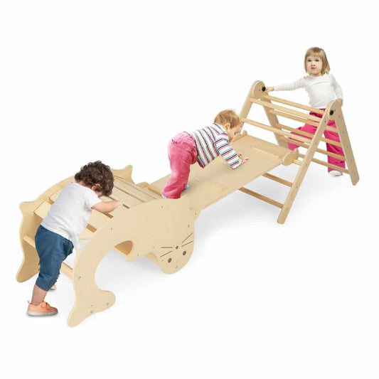 Medinė Montessori Laipynė Vaikams Žaidimų Aikštelė Rinkinys 7in1 1369 Sūpynės ir Žaidimų Aikštelės