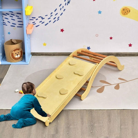 Medinė Montessori Supynė Laipynė 3-in-1 Krėsliukas Čiuožykla + Čiužinukas Sūpynės ir Žaidimų Aikštelės