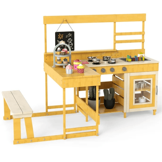 Medinė Vaikų Virtuvė Su Pikniko Stalu Ir Suolu 150 x 71 x 98 cm Vaikiškos lauko virtuvėlės