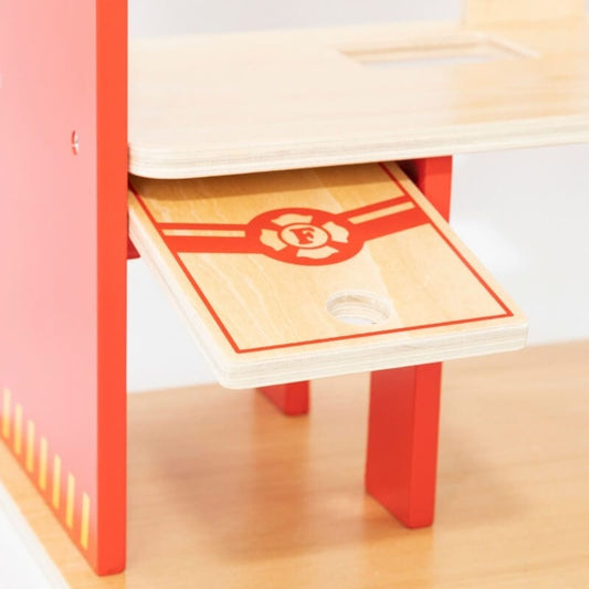 Medinė VIGA 3 Aukštų Gaisrinė Su Automobiliu Ir Sraigtasparniu Žaislai Mašinėlės Ir Trasos