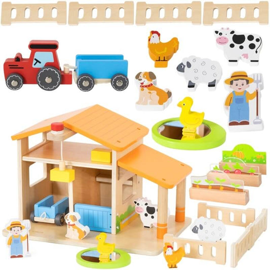 Medinis VIGA Ūkis Ferma Su Tvartu, Gyvūnais Ir Traktoriumi Fermos ir fermų rinkiniai