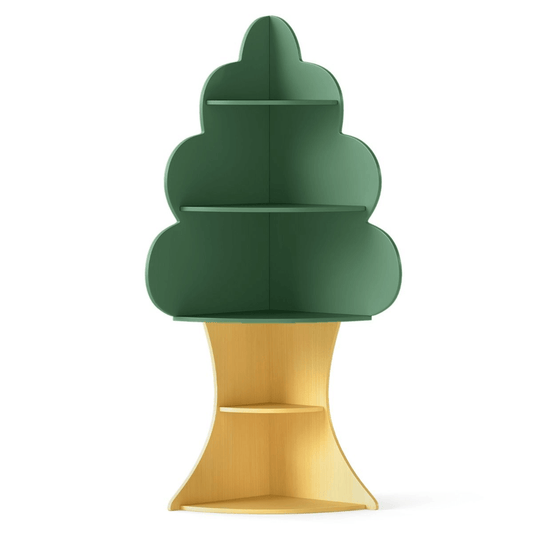 Medžio Formos Kampinė Vaikiška Knygų Lentyna Su 5 Lygiais Žalia Žaislų Dėžės Ir Lentynos