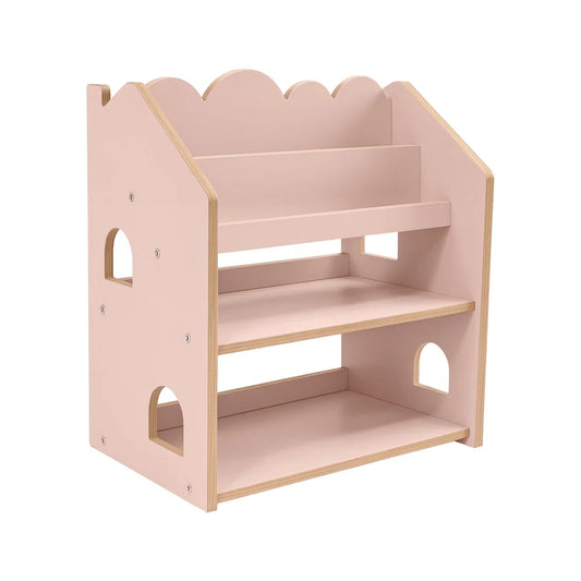 MeowBaby Montessori Knygų Lentyna Namelis Žaislų Dėžės Ir Lentynos Pudrinė rožinė
