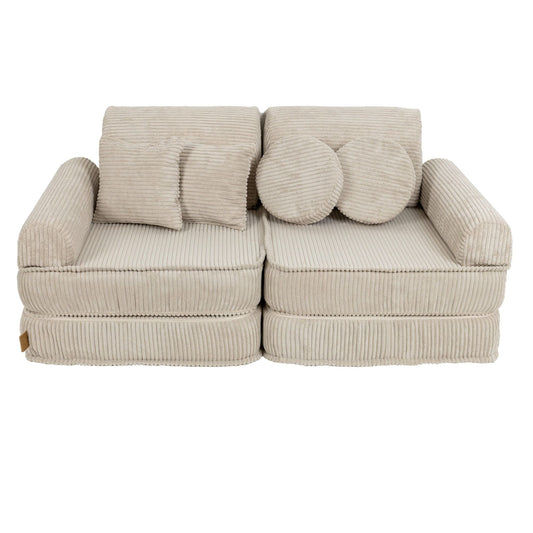 MeowBaby Pocket Plus Modulinė Vaikiška Sofa, 12 Dalių Modulinės sofos Ekru