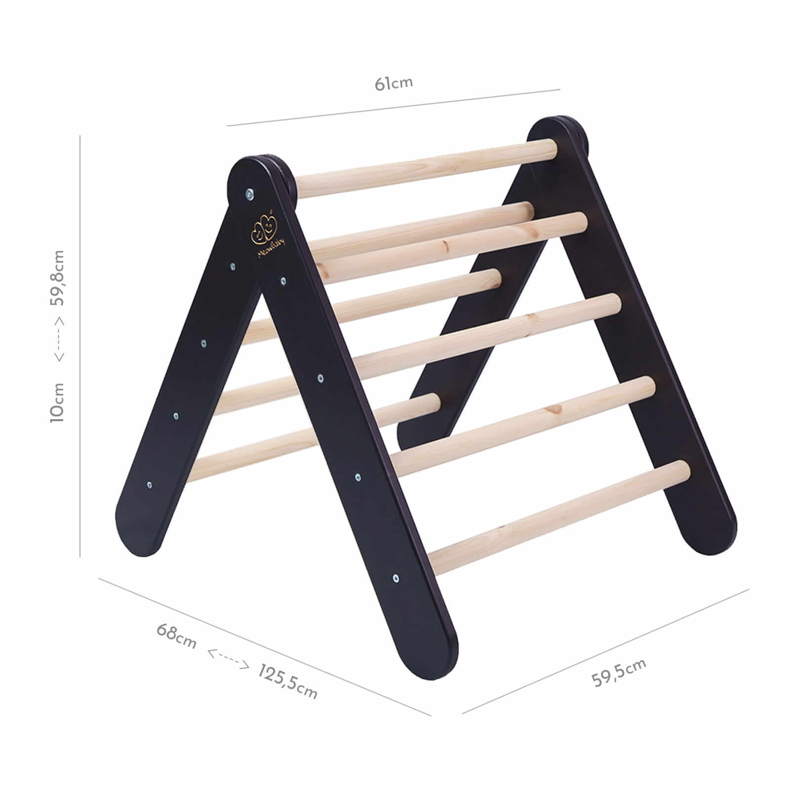 MeowBaby® Slide-Climbing Wall 2in1, Children's Set, Wooden, Black