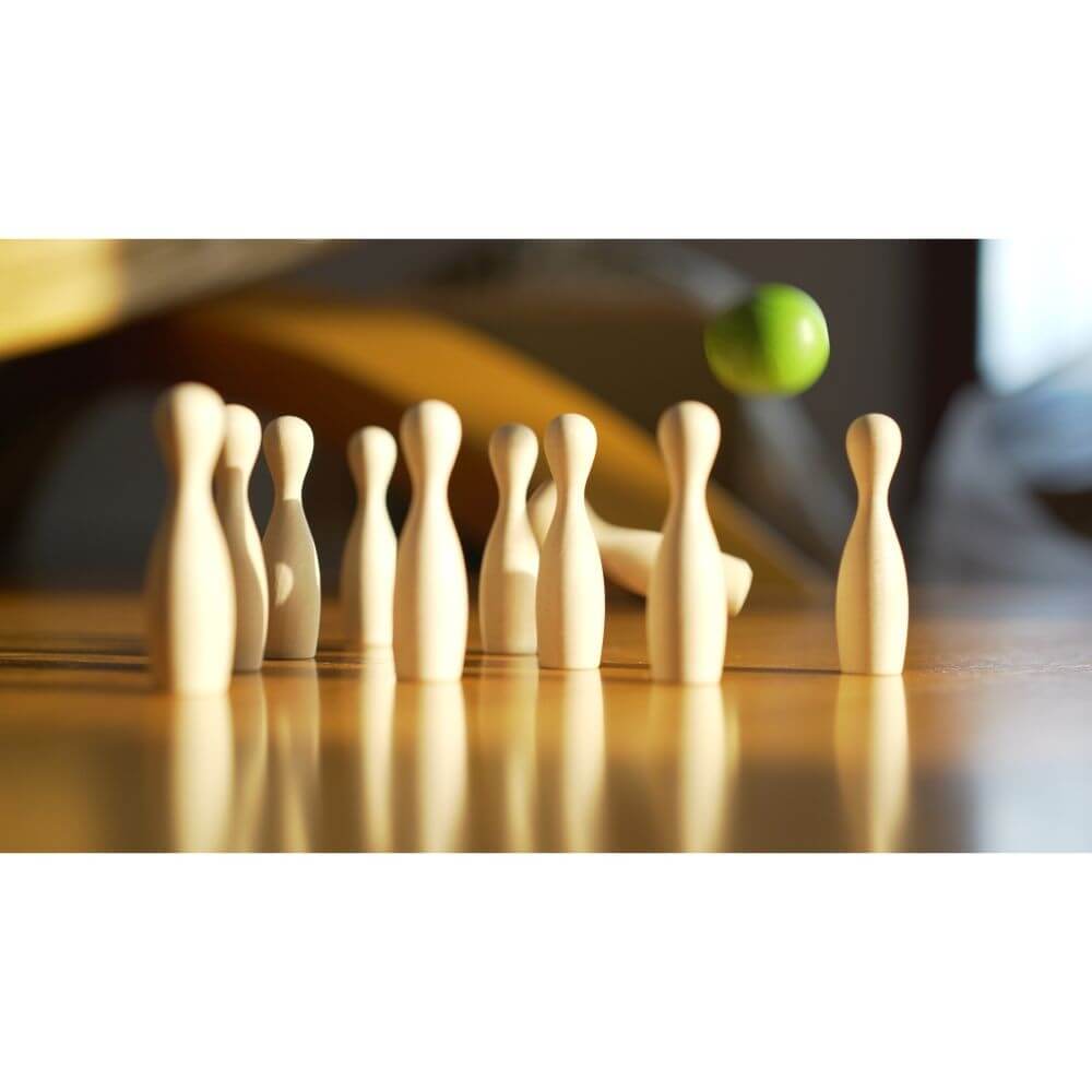 Mini Boulingas Milaniwood Stalo Žaidimas Vaikams Green Mini Bowling Stalo Žaidimai