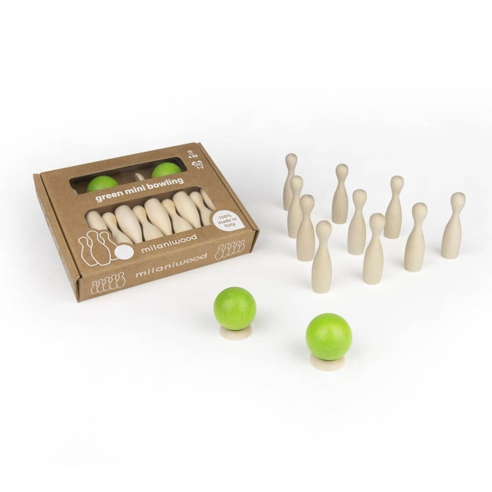 Mini Boulingas Milaniwood Stalo Žaidimas Vaikams Green Mini Bowling Stalo Žaidimai