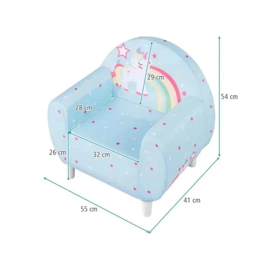 Minkštas Vaikiškas Foteliukas Vienaragis, Žydras Vaikiški Foteliukai ir Pufai