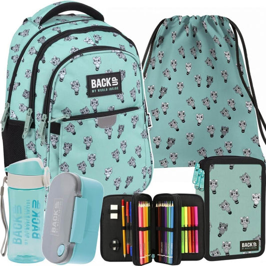 Mokyklinis Rinkinys 5in1 Kuprinė 39 cm BackUP Penalas 3 Skyriai Kuprinės