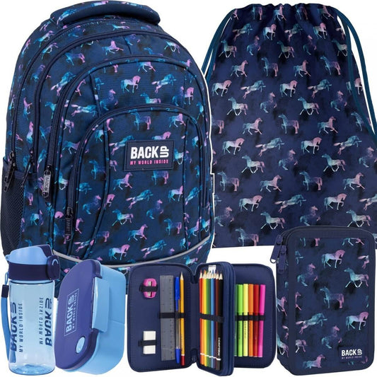 Mokyklinis Rinkinys 5in1 Kuprinė Mėlyna 42 cm BackUP Kuprinės