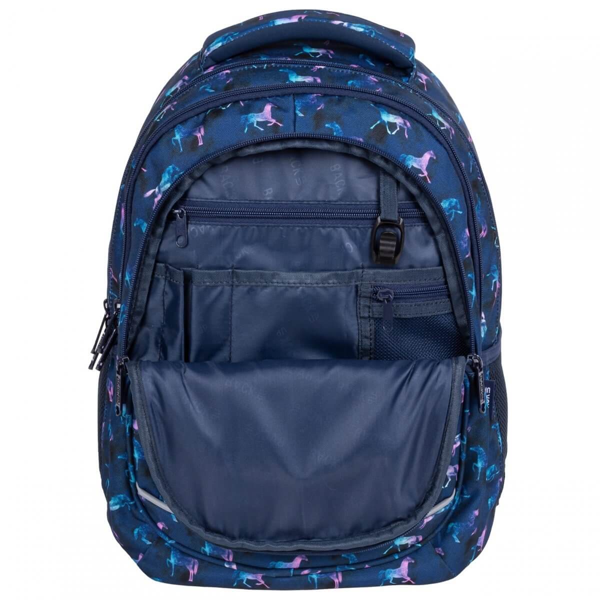 Mokyklinis Rinkinys 5in1 Kuprinė Mėlyna 42 cm BackUP Penalas 3 Skyriai Kuprinės