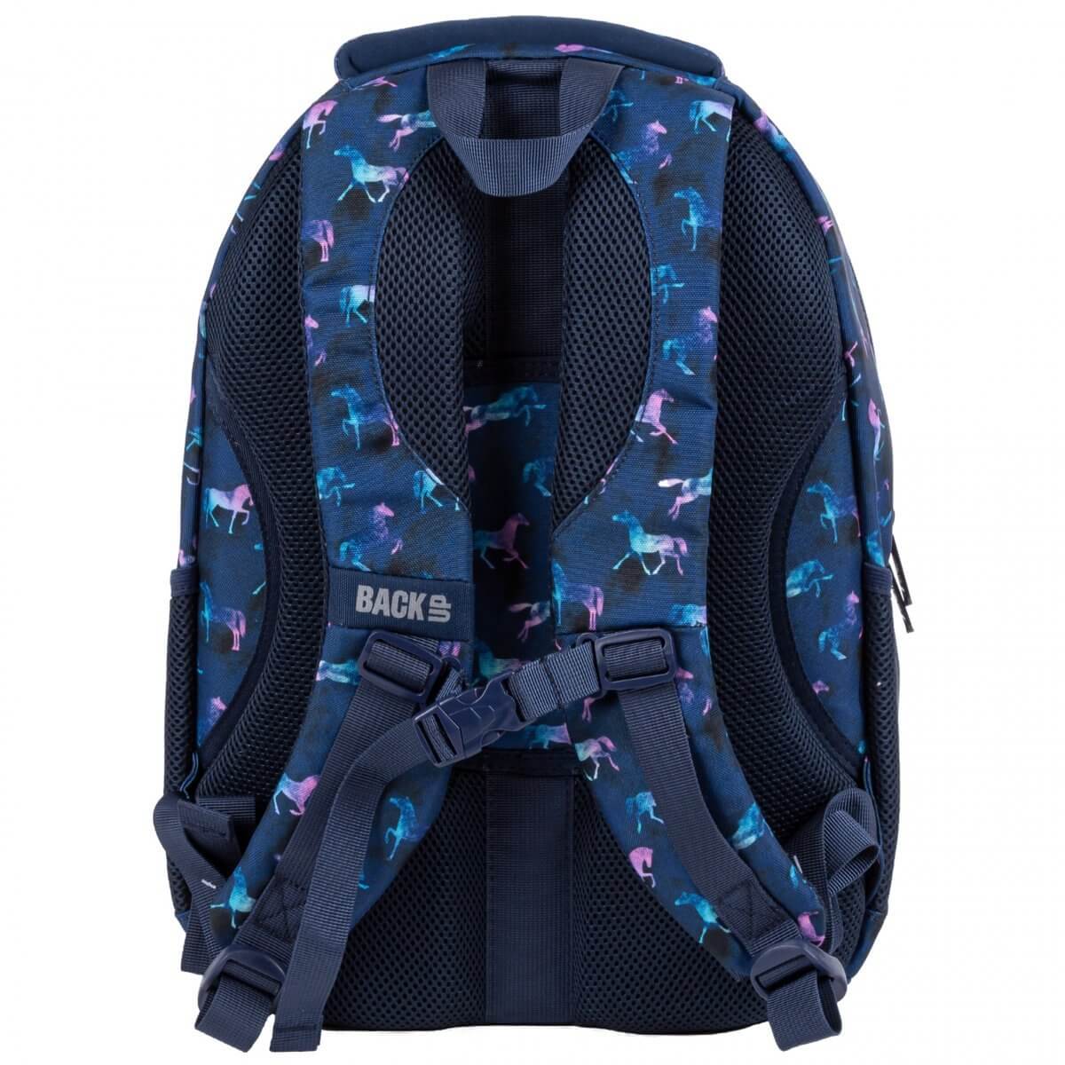 Mokyklinis Rinkinys 5in1 Kuprinė Mėlyna 42 cm BackUP Penalas 3 Skyriai Kuprinės