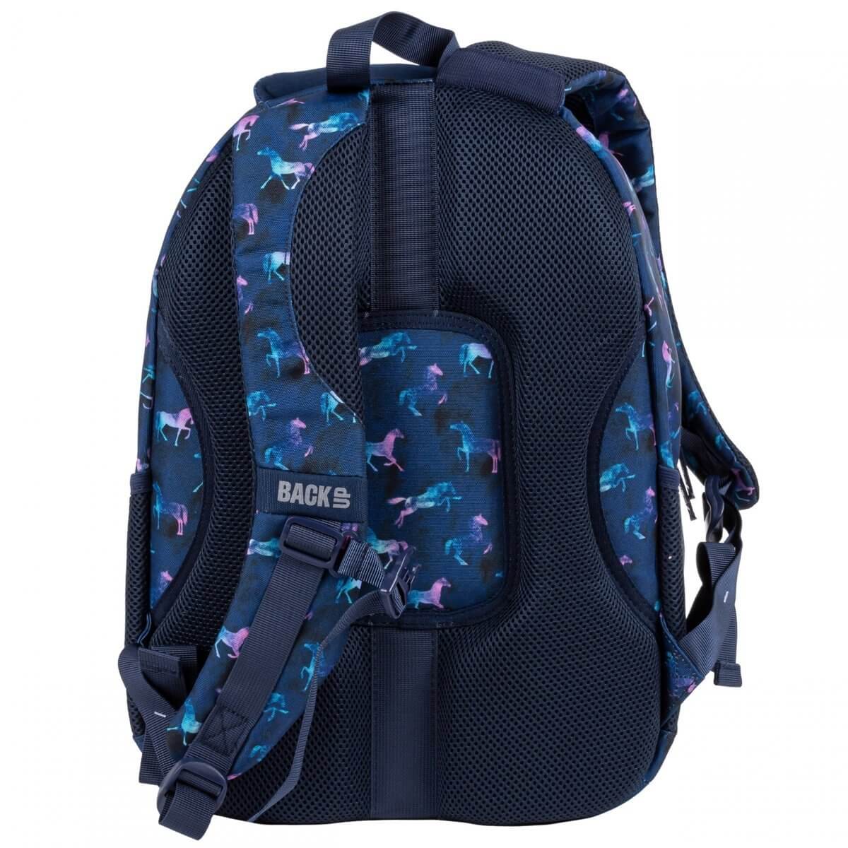 Mokyklinis Rinkinys 5in1 Kuprinė Mėlyna 42 cm BackUP Penalas 3 Skyriai Kuprinės