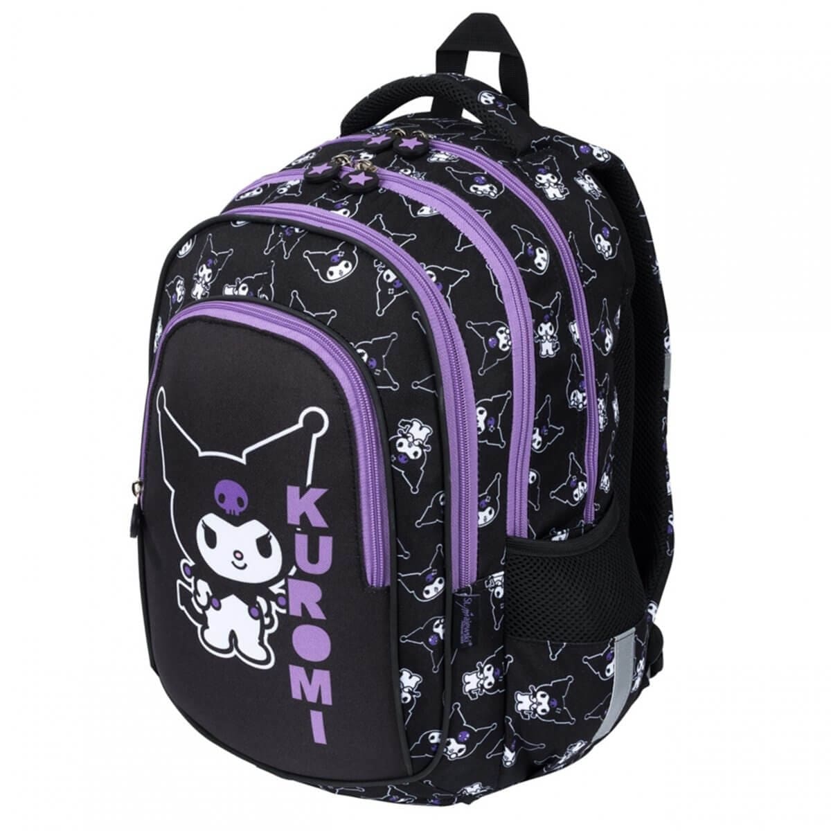 Mokyklinis Rinkinys Kuprinė Su Kuromi Dizainu Ir Priedais Mokyklai 40x28x18 cm Kuprinė Rinkinys