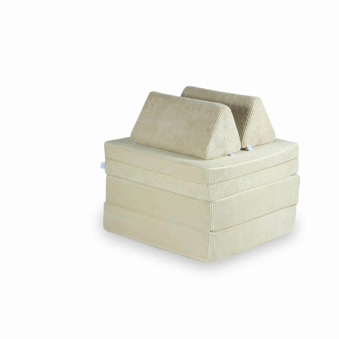Montessori Minkšta Žaidimų Aikštelė Sofa Smėlio Spalvos Velvetas Minkštos Žaidimų Aikštelės