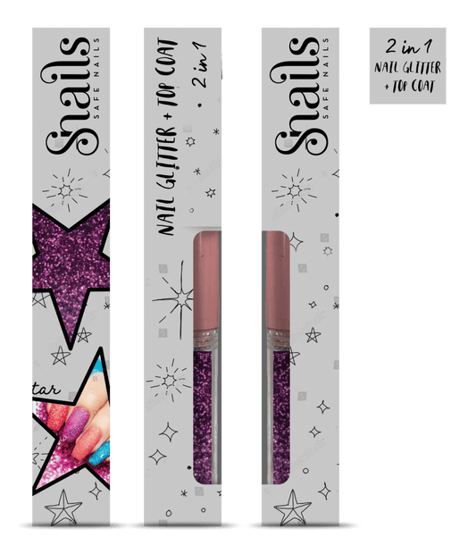 Nagų lako ir blizgučio rinkinys, violetinis