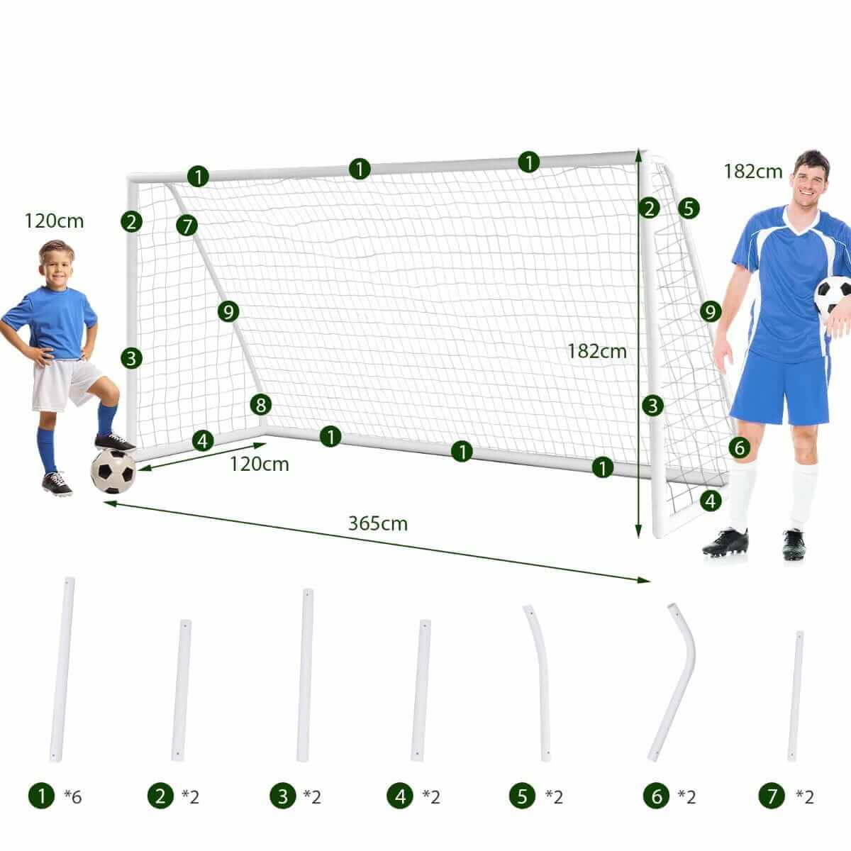 Nešiojami Ir Sulankstomi Futbolo Vartai 365 x 120 x 182 cm 1386 Sporto Žaislai