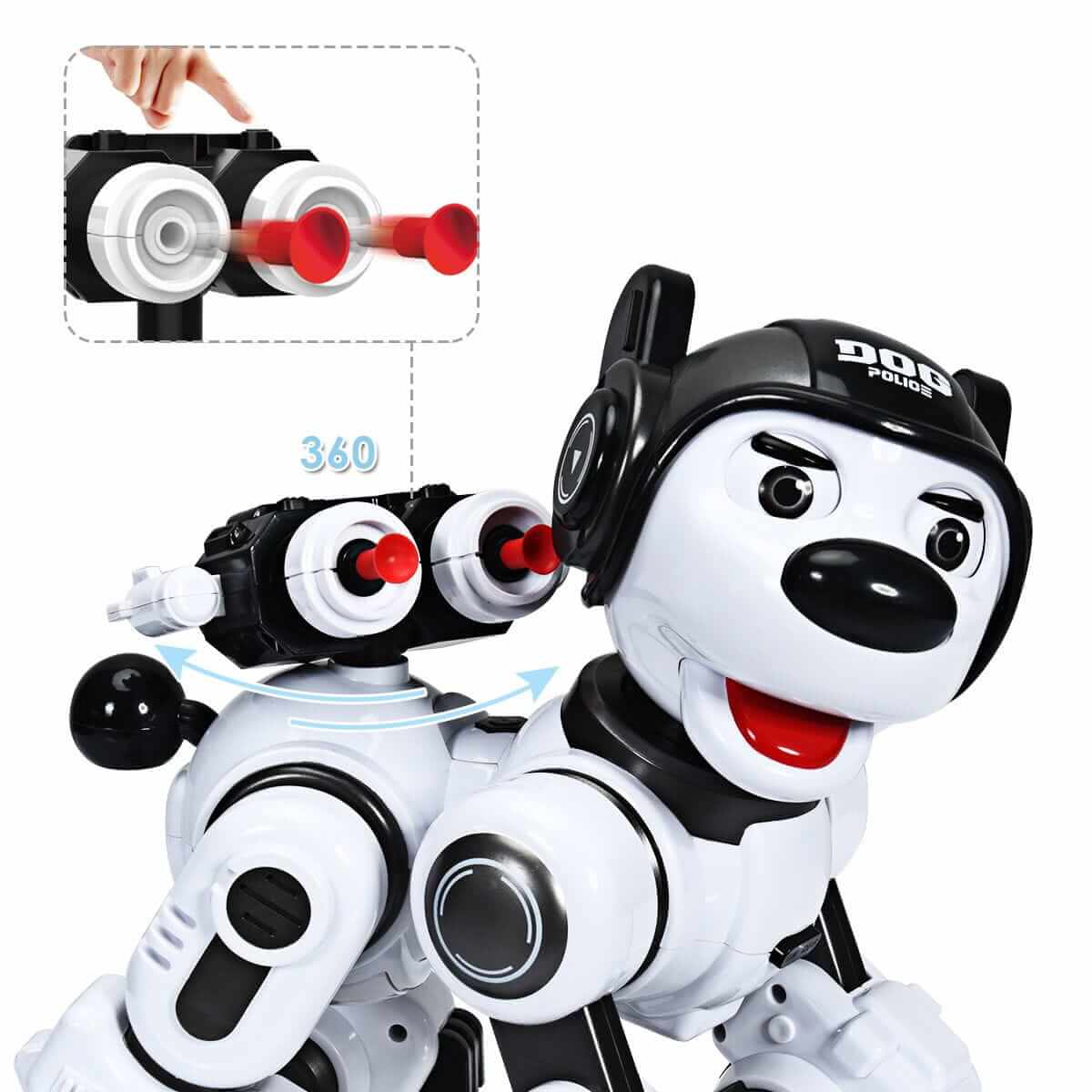 Nuotoliniu Būdu Valdomas Judantis Lojantis ir Mirksintis Robotas Šuo Juodas Interaktyvūs Žaislai