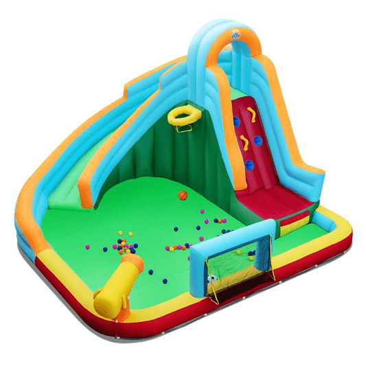 Pripučiamas Batutas su Baseinėliu ir Vandens Čiuožykla 380x380 cm Pripučiami batutai