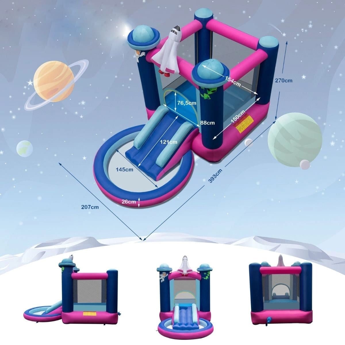 Pripučiamas Batutas Vaikų Čiuožykla Su Baseinu 207 x 393 x 270 cm Swing Sets & Playsets