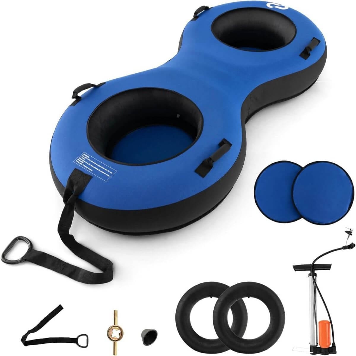 Pripučiamas Dvivietis Sniego Ratas Rogutės Vaikams Mėlynas 98 x 200 x 23 cm Rogutės Vaikams