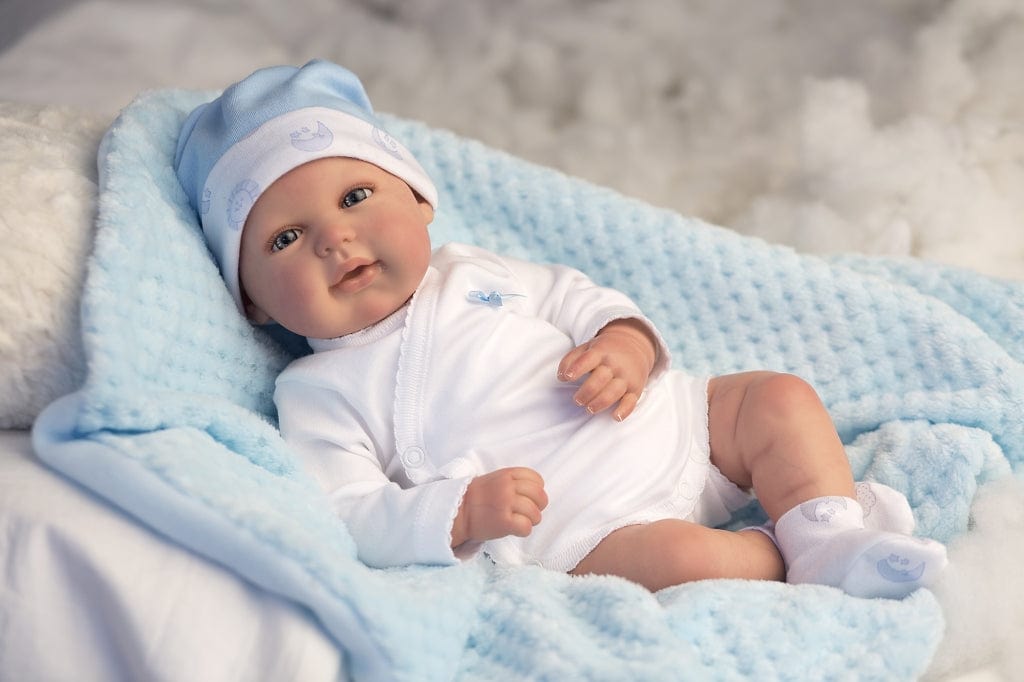 Reborn lėlė su žydru pleduku, 45 cm