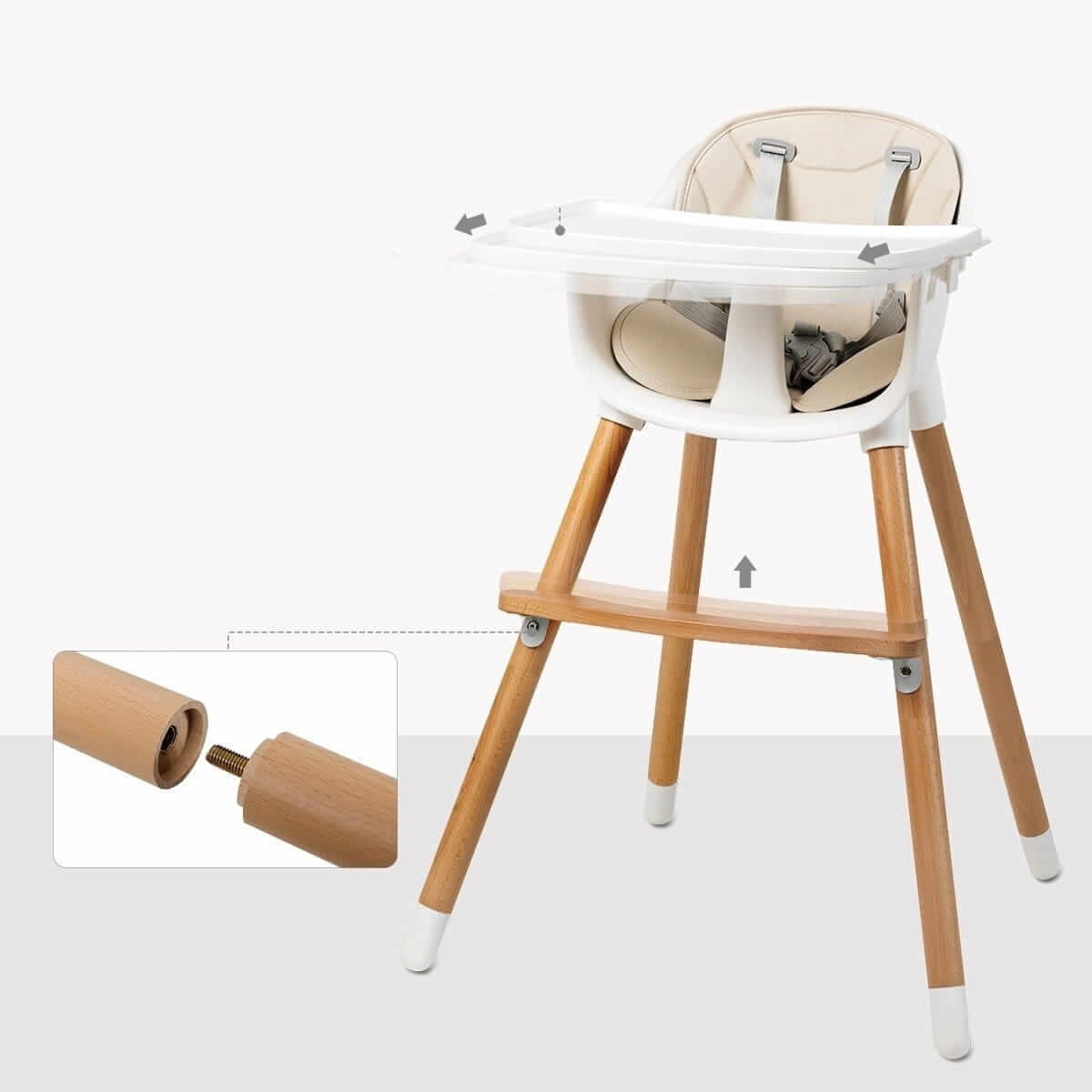 Reguliuojamo Aukščio Maitinimo Kėdutė Su Stalu Smėlio Spalvos 57 x 57 x 83 cm Maitinimo Kėdutės
