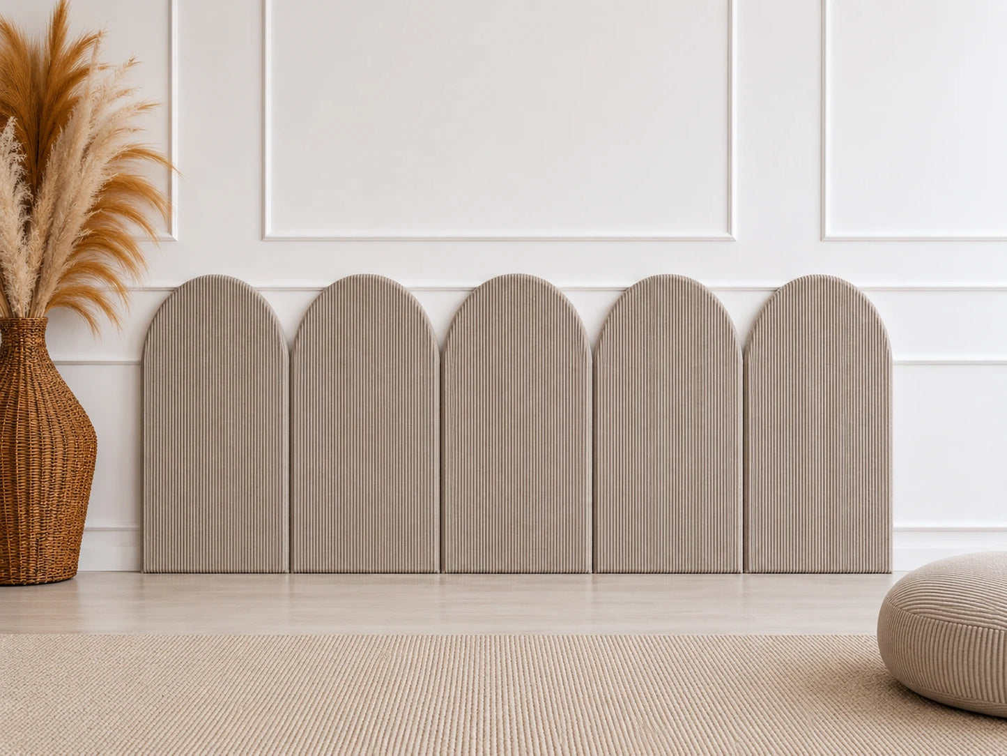 Smėlio spalvos 90 × 36 cm sienų panelių kompozicija