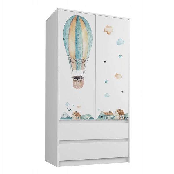 Spinta Vaiku Kambariui "Lėktuvai" Baltos Spalvos Su Stalčiais kids wardrobes