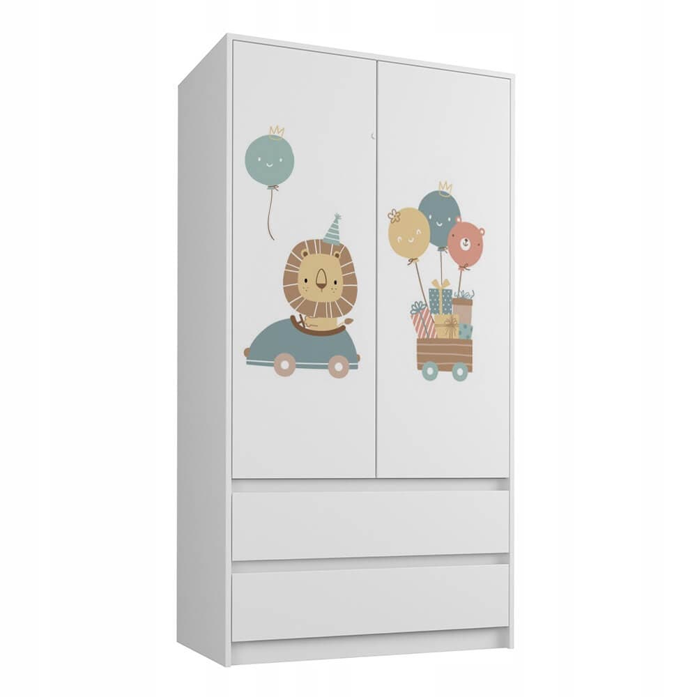 Spinta Vaiku Kambariui "Liūtas" Baltos Spalvos Su Stalčiais kids wardrobes