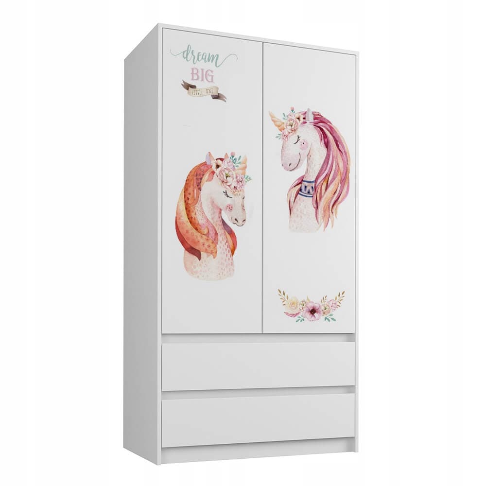 Spinta Vaiku Kambariui "Vienaragis" Baltos Spalvos Su Stalčiais kids wardrobes