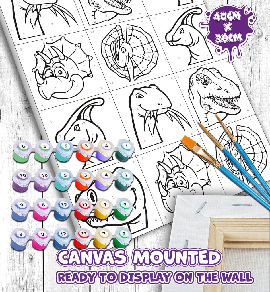 Splat Planet tapyba pagal skaičius, DINOZAURAS 30x40 cm