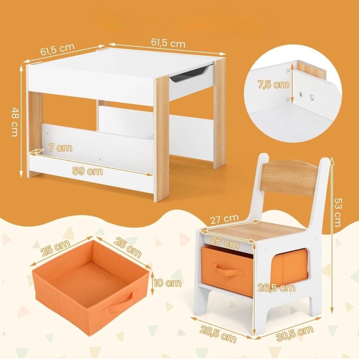 Stalas Su Kėdutėm Piešimo Lenta Daiktadėžėmis Ir Knygų Lentyna Staliukai Kėdutės