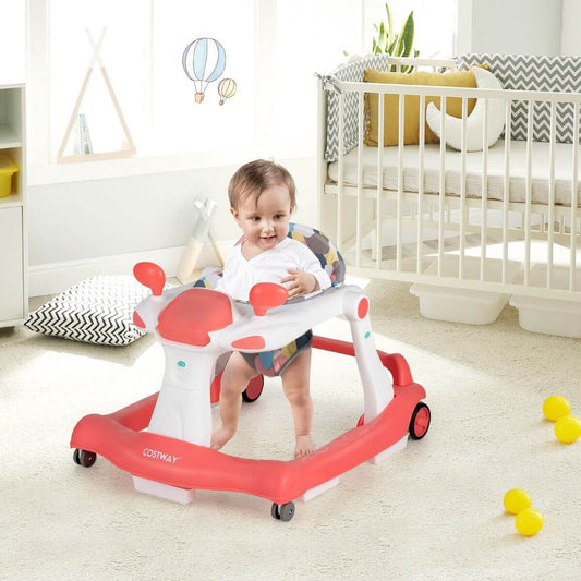 Sulankstoma Reguliuojamo Aukščio Vaikštynė "2-In-1" Rožinė 50,5/52,5/54,5 cm Žaislai Kūdikiams