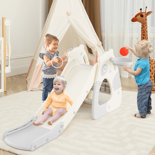 Sulankstoma Vaikiška Čiuožykla, Su Krepšinio Lanku 4-in-1 Čiuožyklos