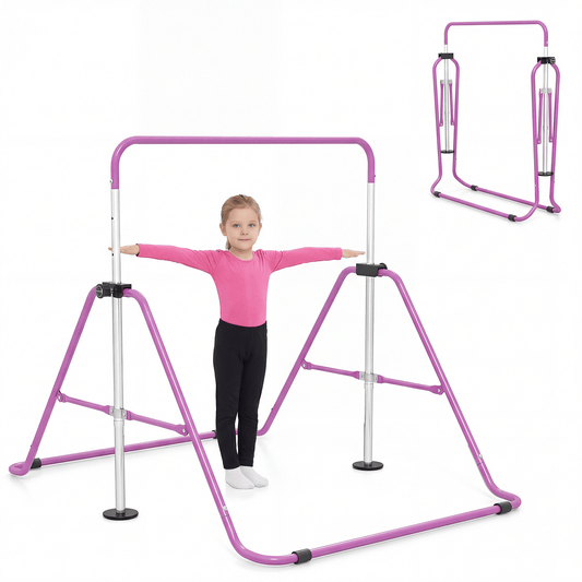 Sulankstomas Gimnastikos Skersinis Vaikams – Reguliuojamas 90–130 cm Gimnastikos Baleto Įranga Violetinė