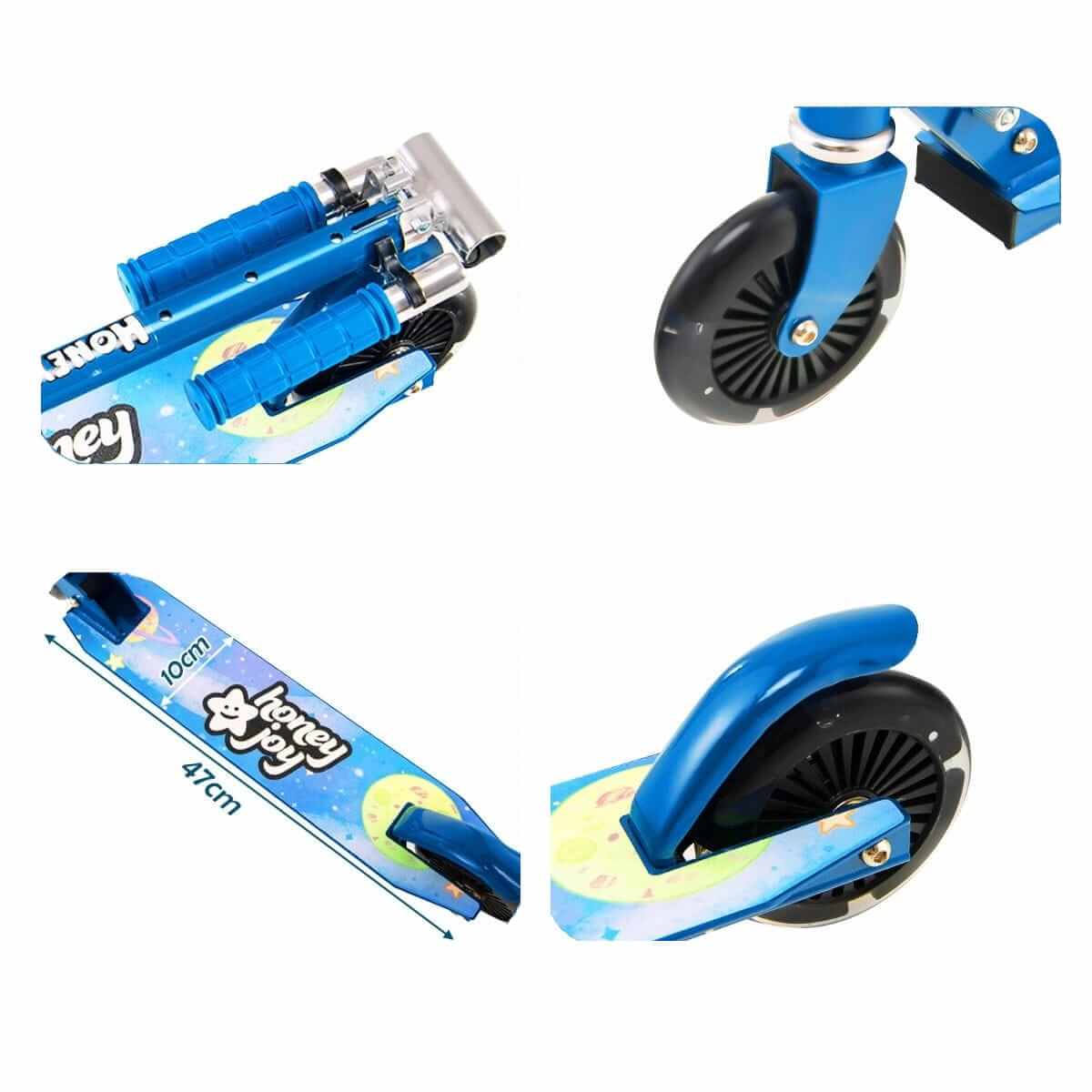 Sulankstomas Vaikiškas Paspirtukas Mėlynas Su LED Ratukais Iki 50 Kg Paspirtukai