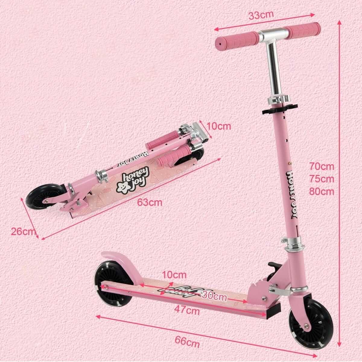 Sulankstomas Vaikiškas Paspirtukas Mėlynas Su LED Rožinis Iki 50 Kg Paspirtukai