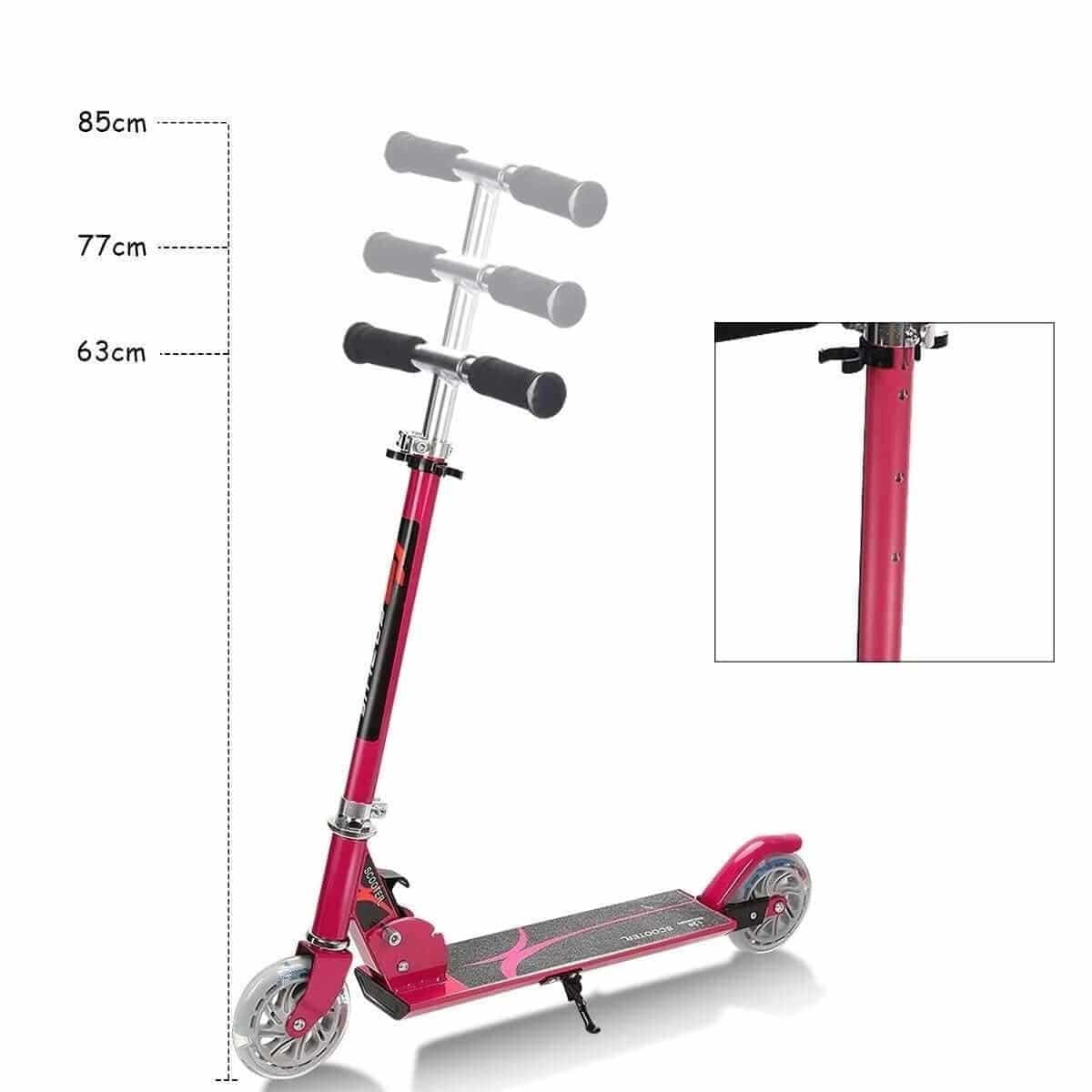 Sulankstomas Vaikiškas Paspirtukas Rožinis Su LED Ratukais Iki 70 Kg, 4 m + Paspirtukai