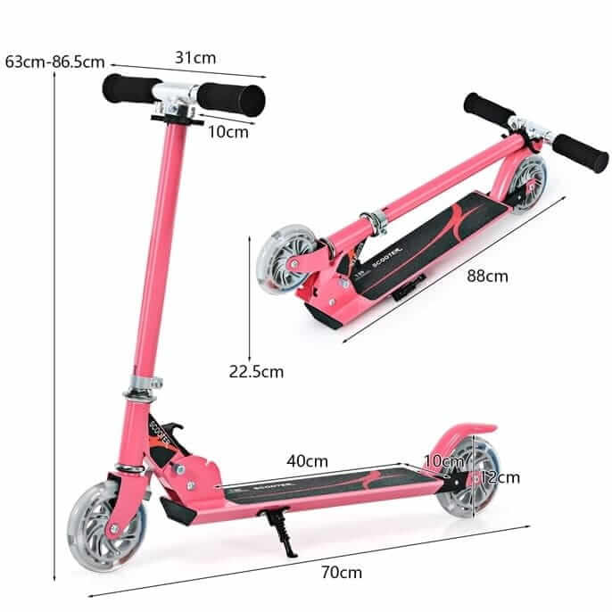Sulankstomas Vaikiškas Paspirtukas Rožinis Su LED Ratukais Iki 70 Kg, 4 m + Paspirtukai