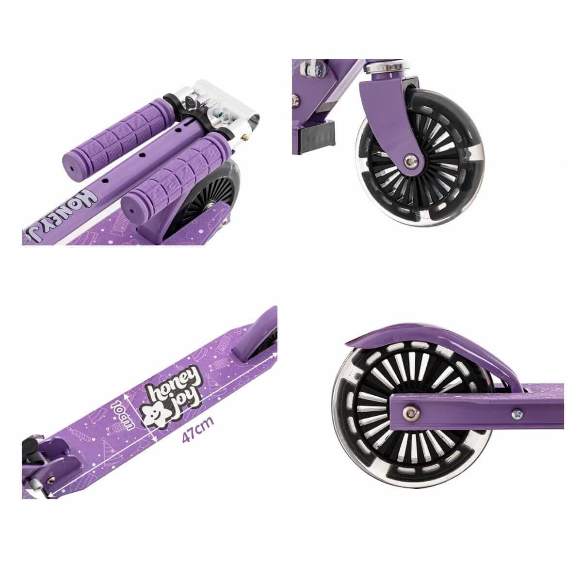 Sulankstomas Vaikiškas Paspirtukas Violetinis Su LED Ratukais Iki 50 Kg Paspirtukai